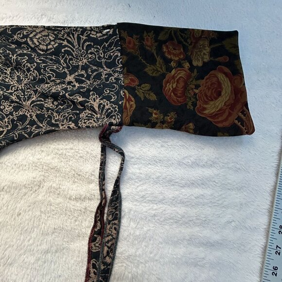 Nothing Matches Womens Mixed Fabric Wrap Tie-Front Top Size 1 Blue Floral Boho - Picture 7 of 8